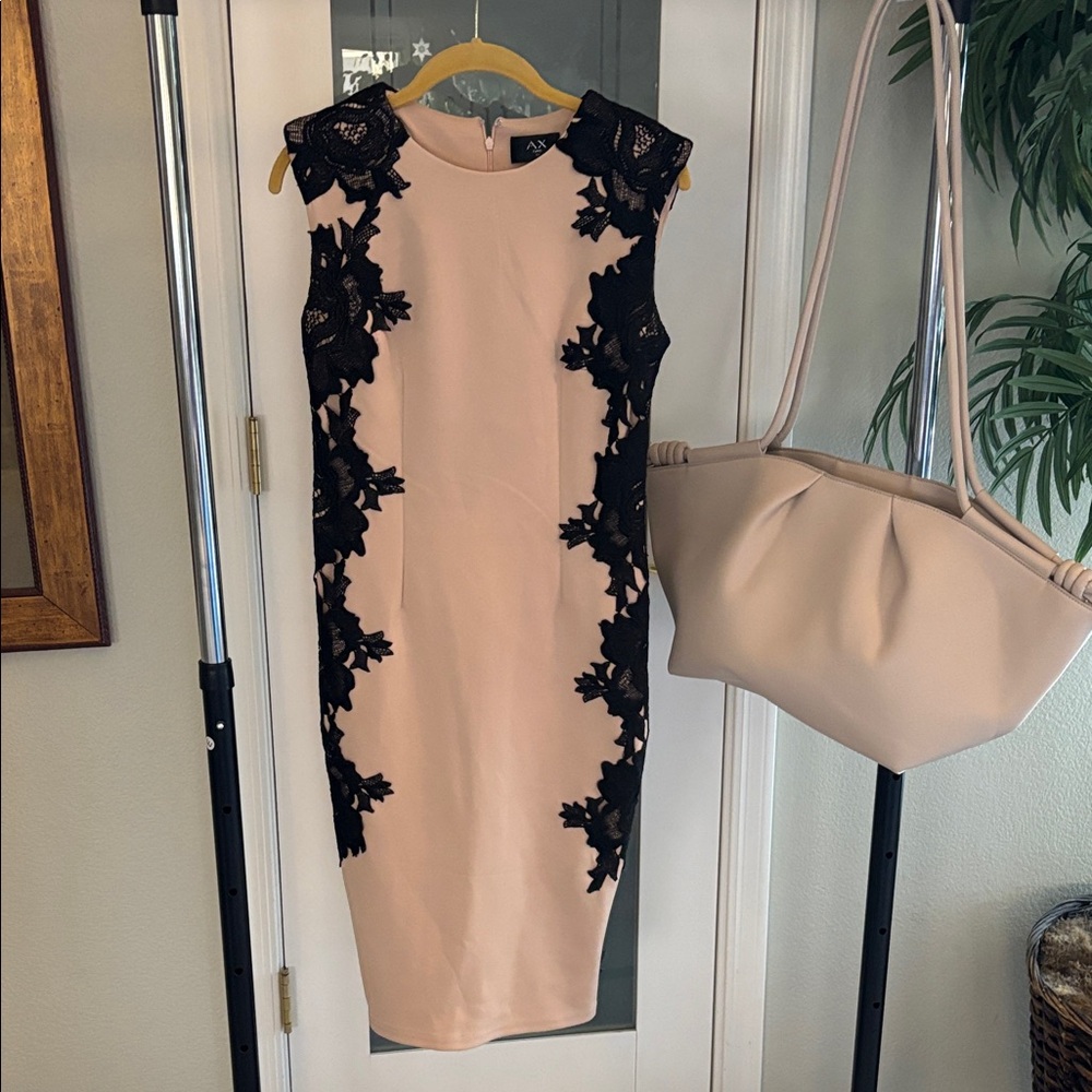AX Paris Black and Cream Floral Midi Dress